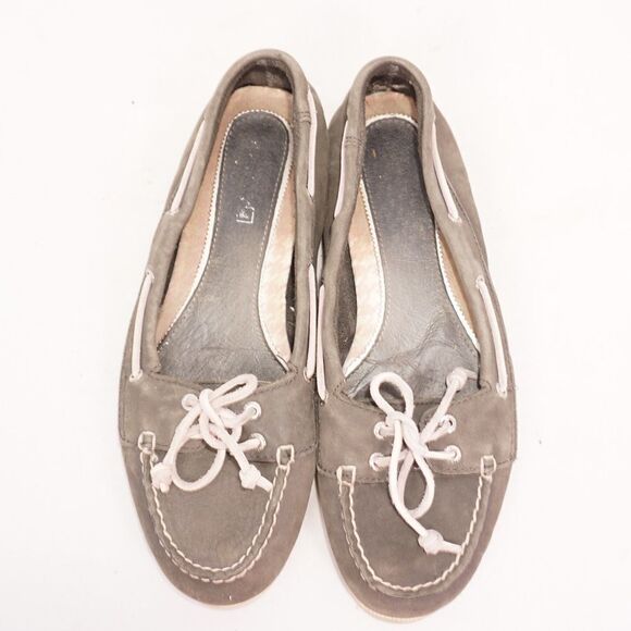 Sperry Suede Olive Green Topsider Loafers, Size 8 - Picture 1 of 12